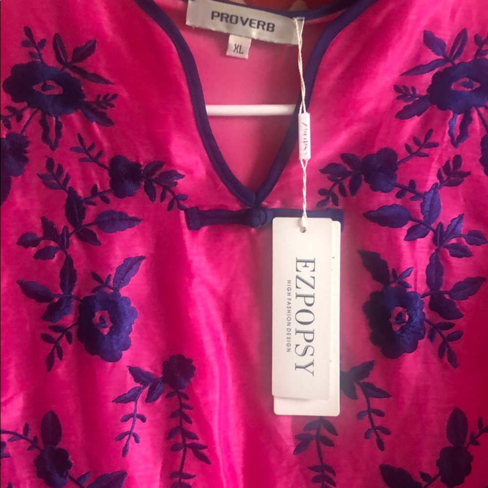 Hot pink w/ Navy Embroidery nbw